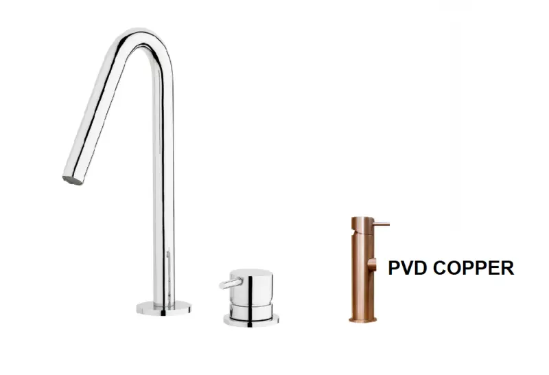 Waterevolution Flow Rubinetto lavabo a 2 fori con bocca piccola 120 mm PVD rame spazzolato T112VCPE