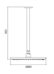 Doccia a soffitto Whaterevolution Flow 250mm con attacco a soffitto nero opaco T164225PR.