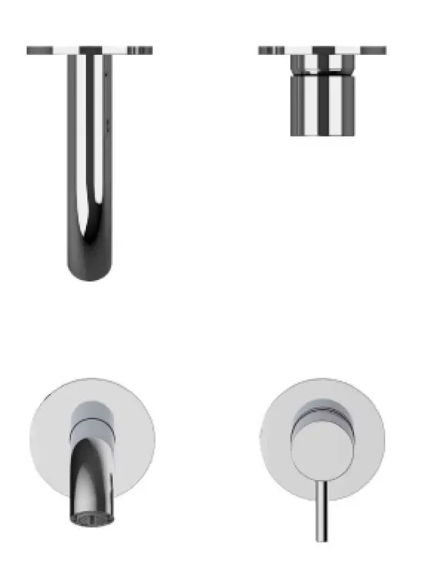 Chrome SB Round concealed basin mixer tap - 102mm