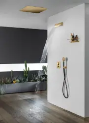 Doccia a soffitto SB Square incasso 500x500mm in ottone spazzolato PVD