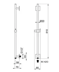 SB Rubinetterie Universale Asta doccia in acciaio inox 316 spazzolato con connessione per l'approvvigionamento idrico 1208953564