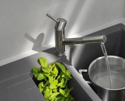Franke Orbit rubinetto cucina basso in acciaio inossidabile massiccio con beccuccio estraibile inox 115.0569.461
