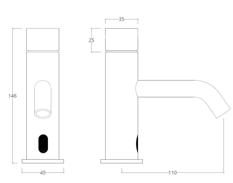 Waterevolution Flow rubinetto elettronico per lavabo a infrarossi a batteria cromato T110EB01