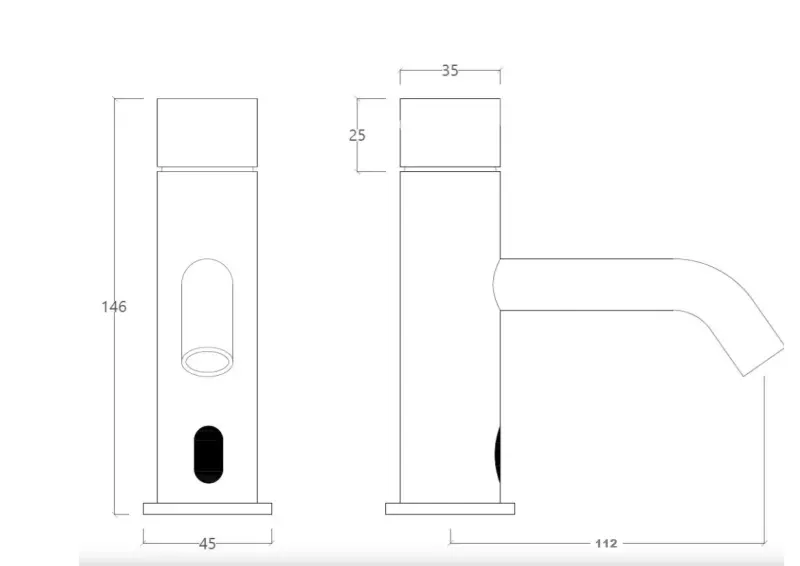 Rubinetto elettronico per lavabo Watervolution Flow a infrarossi, 230 volt, PVD Gun Metal T110EEGME