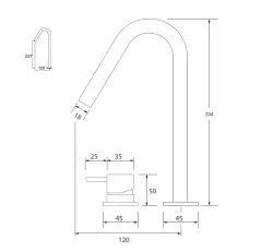 Waterevolution Flow Miscelatore per lavabo a 2 fori ottone spazzolato con beccuccio alto a V 120 mm T1122VLE