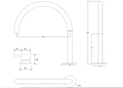 Waterevolution Flow Rubinetto per lavabo a 2 fori interamente in acciaio inossidabile con beccuccio basso a U da 200 mm T1121UIE