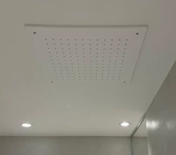 SB Rubinetterie doccia a soffitto quadrata a pioggia da incasso in corian bianco opaco solid surface 40cm 1208954083