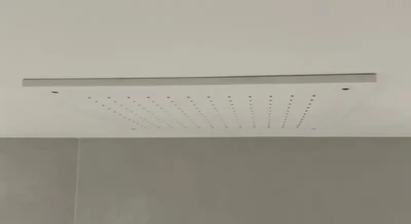 SB Rubinetterie doccia a soffitto quadrata a pioggia da incasso in corian bianco opaco solid surface 40cm 1208954083