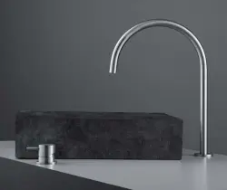 Waterevolution Flow Miscelatore per lavabo a 2 fori con beccuccio alto a U 200 mm interamente in acciaio inossidabile T1122UIE