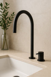 Waterevolution Flow Rubinetto lavabo a 2 fori nero con bocca alta 200 mm T1122UPR