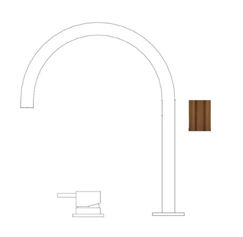 Waterevolution Flow Rubinetto lavabo a 2 fori PVD rame spazzolato con bocca alta 200 mm T1122UCPE