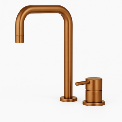 Waterevolution Flow Miscelatore per lavabo a 2 fori con beccuccio alto 222 PVD Rame Spazzolato T122HCPE