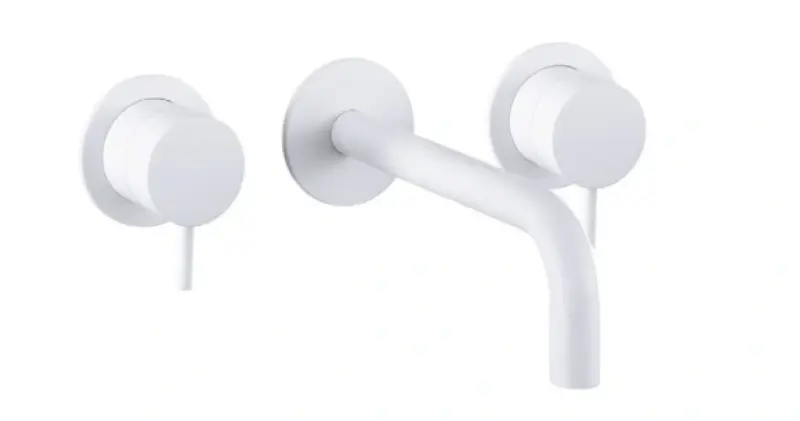Waterevolution Flow Rubinetto lavabo da incasso a 3 fori Bianco opaco con bocca 10 cm T1163FBR-10
