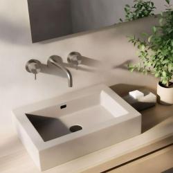 Waterevolution Flow Rubinetto lavabo da incasso a 3 fori Interamente in acciaio inox con bocca di erogazione 10 cm T1163FIE-10