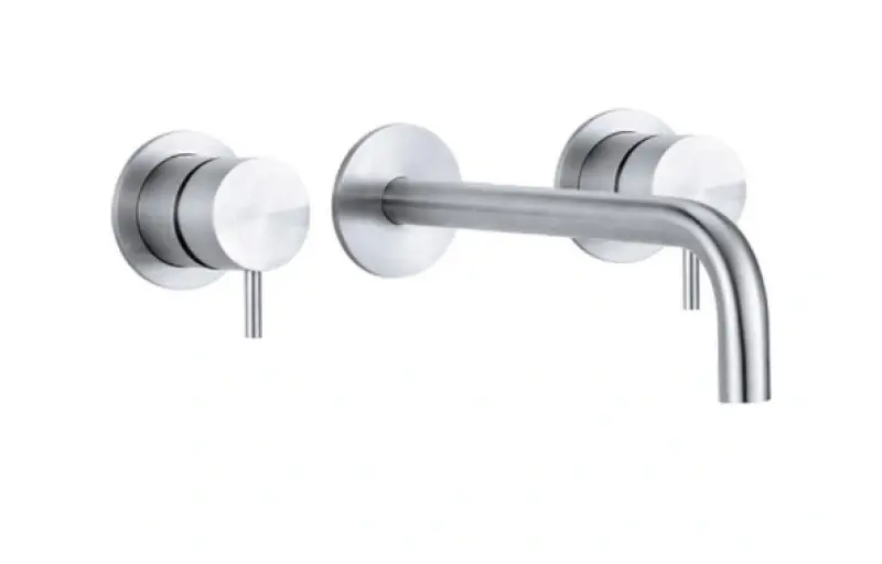 Waterevolution Flow Rubinetto lavabo da incasso a 3 fori Interamente in acciaio inox con bocca di erogazione 10 cm T1163FIE-10