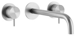 Waterevolution Flow Rubinetto lavabo da incasso a 3 fori Interamente in acciaio inox con bocca di erogazione 15 cm T1163FIE-15