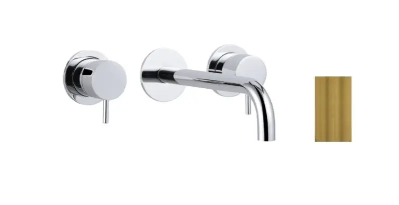 Waterevolution Flow Rubinetto lavabo da incasso a 3 fori in ottone spazzolato con bocca di erogazione da 21 cm T1163FLE-21
