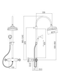 PB Classic Colonna doccia classica con miscelatore termostatico e soffione a pioggia in acciaio inossidabile