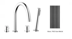 Rivoluzione dell'acqua Flusso Miscelatore per Vasca a 4 fori per Montaggio su Bordatura Vasca completamente in PVD Gun Metal T138GME