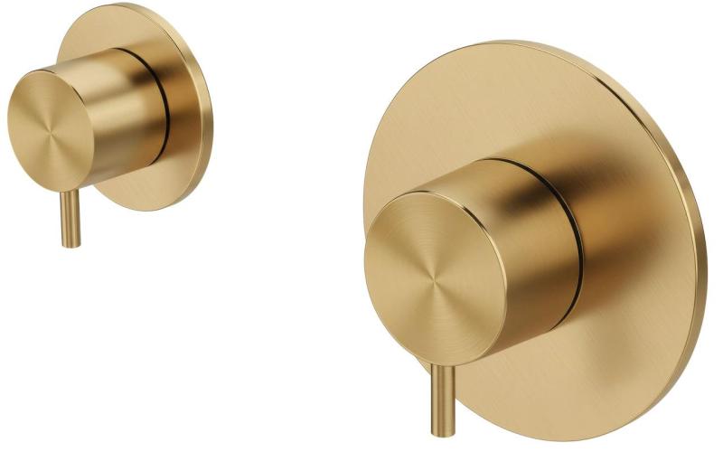 Waterevolution Flow termostato doccia da incasso con 1 rubinetto di arresto in ottone spazzolato