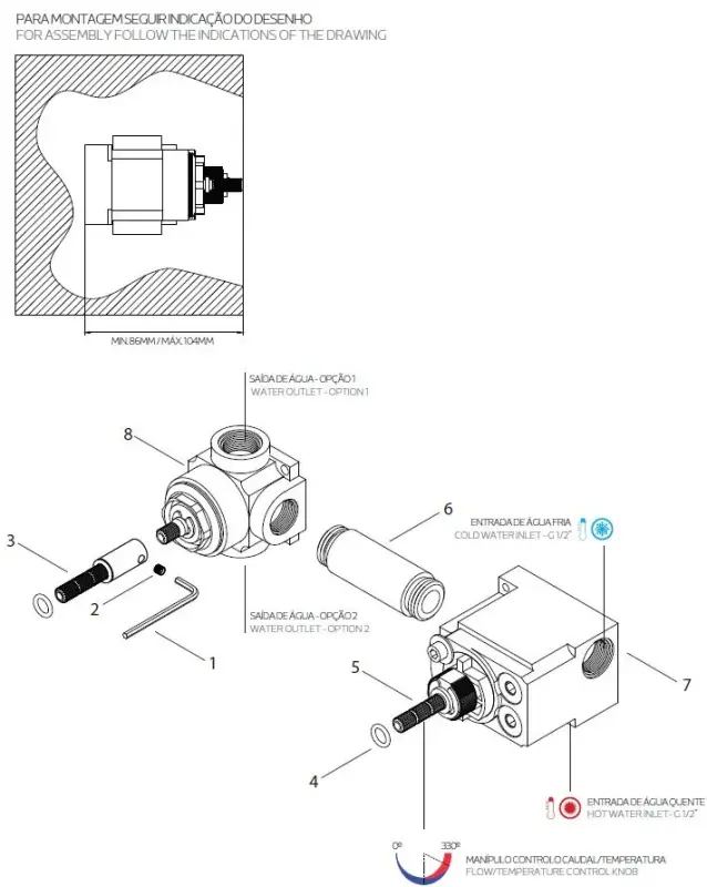 Waterevolution Flow termostato doccia da incasso con 1 miscelatore light gold 1208954644