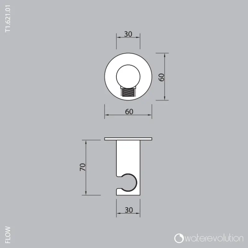 Set accessori bagno Watervolution Flow completo di raccordo a muro interamente in PVD oro chiaro T1621WGE