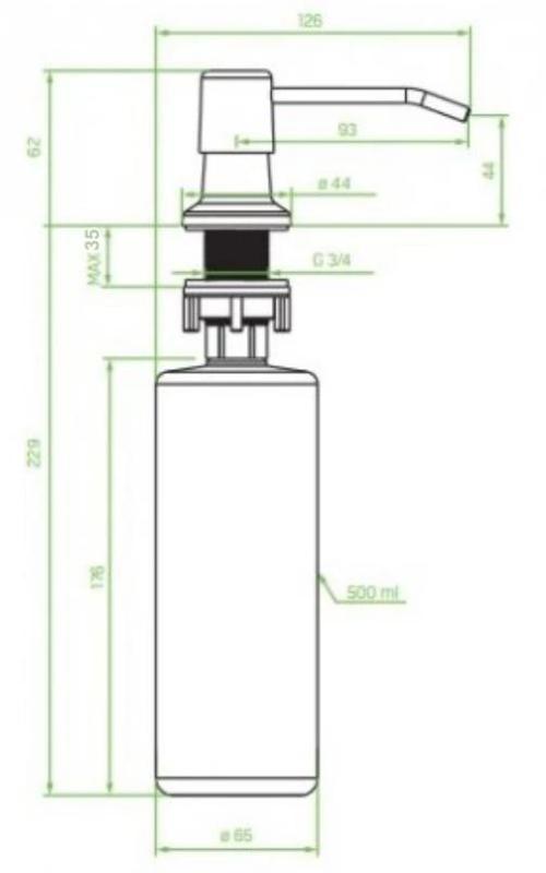 Aquadesign Nantes Dispenser per sapone da incasso nero opaco