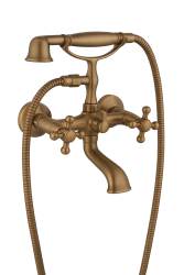 Aquadesign Marseille rubinetto classico da appoggio con manopole a leva in bronzo, doccetta inclusa