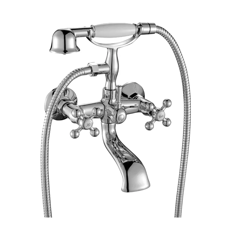 Aquadesign Marseille rubinetto classico da appoggio con manopole a leva in bronzo, doccetta inclusa