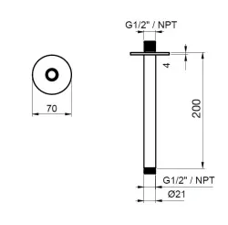 SB Round 316 braccio doccia a soffitto rotondo 20cm oro PVD 1208955310