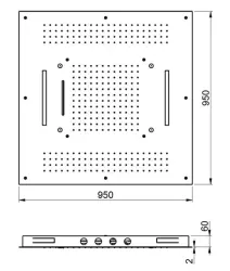 Doccia a soffitto incassata SB Square con 4 tipologie di getto e illuminazione cromoterapia, colore bianco opaco 1208955386
