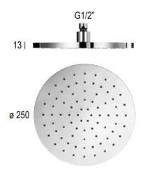 SB Round Doccia a Pioggia soffione doccia in plastica 25 cm Bianco Opaco 1208955607