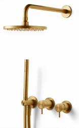 Waterevolution Flow Set doccia ad incasso con termostato soffione a pioggia e doccettain ottone spazzolato