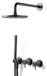 Waterevolution Flow Set doccia ad incasso con termostato soffione a pioggia e doccetta in gun metal