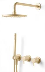 Waterevolution Flow Set doccia ad incasso con termostato soffione a pioggia e doccetta PVD Oro chiaro