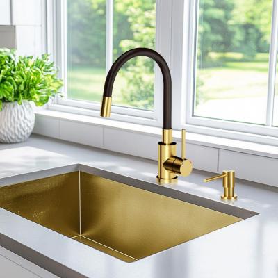 Quadri Bristol Miscelatore da cucina con beccuccio flessibile nero PVD oro spazzolato 1208956029