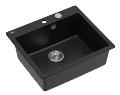 Lavello da incasso in granito nero Quadri Sheffield 57x50cm con foro rubinetto 1208956075