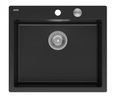 Lavello da incasso in granito nero Quadri Sheffield 57x50cm con foro rubinetto 1208956075
