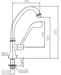Clinica PB rubinetto per disabili con leva lunga per acqua fredda, cromato, modello alto 1208956277