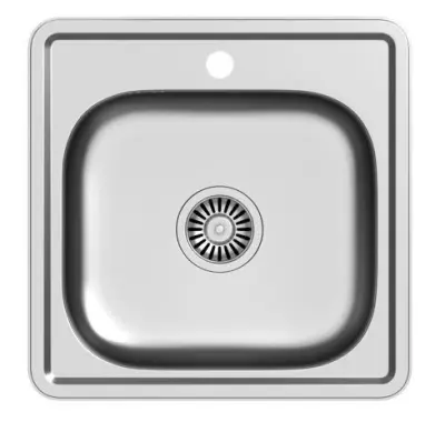 Aquadesign Basic lavello quadrato in acciaio inox 48x48 cm da incasso con foro rubinetto 1208956284