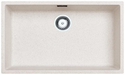 Lavello grande bianco sabbia 70x40 cm, montaggio sotto piano, a filo piano e incasso con tappo in acciaio inox 1208956404