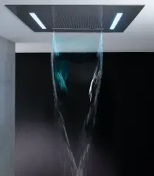 SB Square 316 Doccia a Pioggia Incasso Velvet Temptation con Cromoterapia LED e Cascata Gun Metal Spazzolato PVD 1208956746