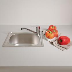Ausmann Basic Lavello piccolo in acciaio inossidabile montaggio sopra il piano 33x38 cm incluso sifone 1208956972