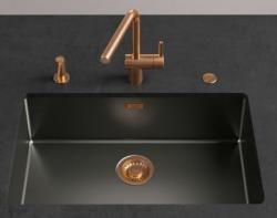 Franke Mythos Masterpiece Set di tappi per lavello dorato con pulsante per lo svuotamento automatico 112.0653.036