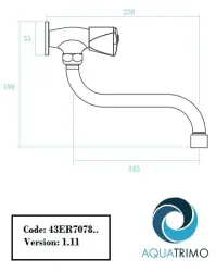 AquaTrimo Elgar rubinetto da parete per lavabo con manopola solida acqua fredda e beccuccio lungo cromato 43ER7078CM