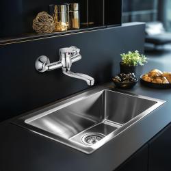 AquaTrimo Verdi Rubinetto monocomando da parete per cucina con beccuccio corto cromo 21VD7079CM