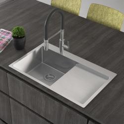 Ausmann Oder Blue Lavello in acciaio inossidabile 78x50cm montaggio a filo e sopra piano con scolapiatti 1208957122