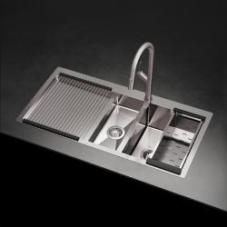 Ausmann Oder Blue 1,5 lavello in acciaio inossidabile 100x51cm montaggio a filo e sopra piano con scolapiatti 1208957127