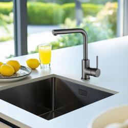 Ausmann Lavea rubinetto da cucina antracite PVD gun metal con beccuccio girevole 1208957134