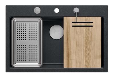 Quadro lavello grande in granito nero opaco hard rock 76x50 cm inclusi accessori 1208957201